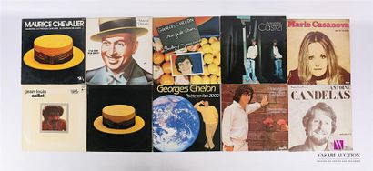 null Lot de dix vinyles :
- Maurice Chevalier Valentine - 1 disque 33T sous pochette...