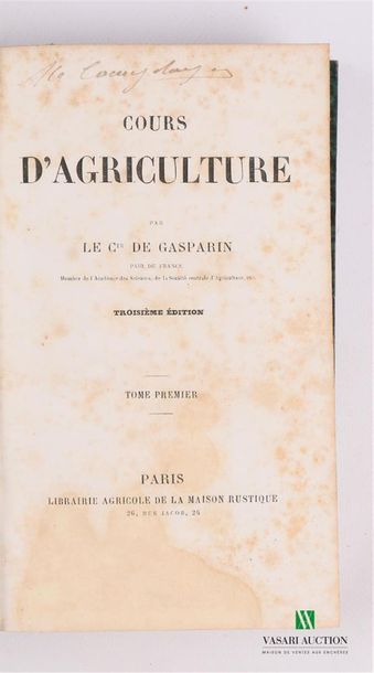 null DE GASPARIN Comte - Cours d'agriculture - Paris Librairie agricole de la Maison...