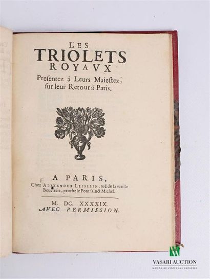 null ANONYME - Les triolets de la cour - Paris N. Bessin 1649 - un volume in-8° -...