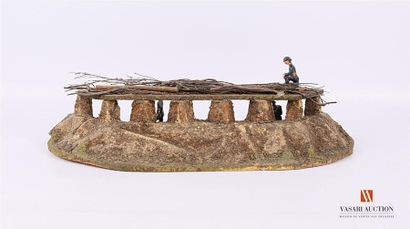 null Diorama: French covered trench with firing battlements: two officers, one shooter...