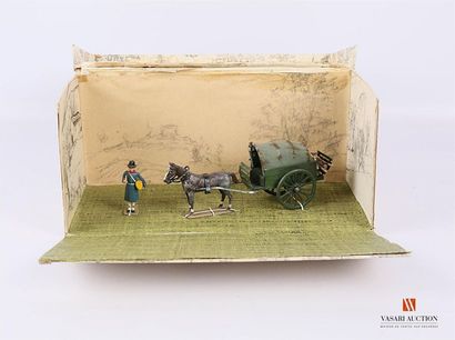 null Diorama: canteenwoman in uniform, the barrel on her shoulder, with her cart...