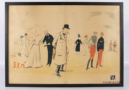 null SEM' (1863-1934) after
La foule à l'homme au cigare 
Lithograph on paper
(folds)...