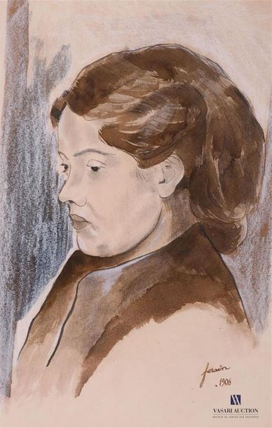 null FORAIN Jean-Louis (1852-1931)
Portrait de femme 
Aquarelle sur papier
Signée...