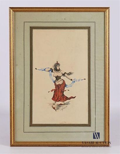 null FERARD?
Oriental 
dancer Watercolour on paper 
Signed lower right
(freckles)
33...