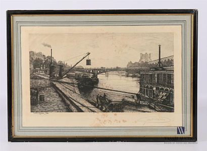 null GAUTER Lucien (1850-1925) View
of the carousel
bridge Engraving on paper 
Signed...