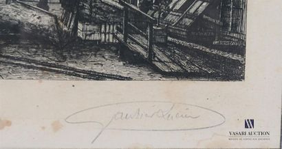 null GAUTER Lucien (1850-1925)
Vue du pont du carrousel
Gravure sur papier 
Signée...