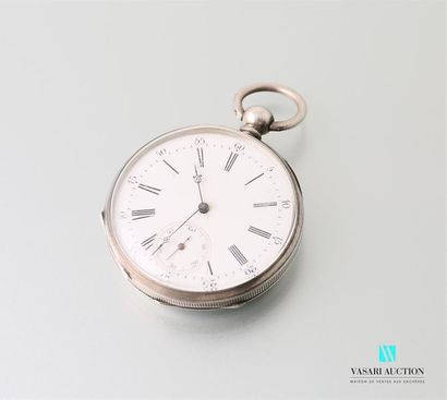 null Pocket watch in silver, white enamelled dial with Roman numerals for the hours...