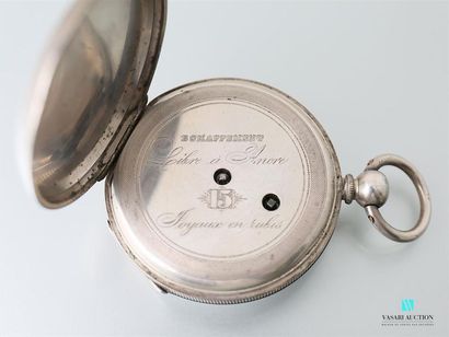null Pocket watch in silver, white enamelled dial with Roman numerals for the hours...