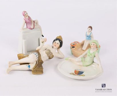 null GERMANY, manufacture
Set of three painted porcelain bathing women, each forming...
