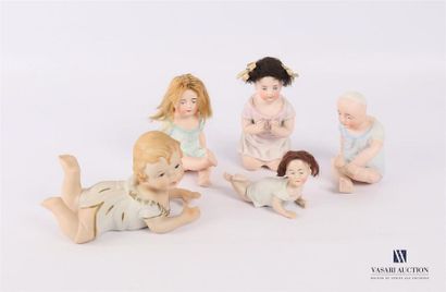 null Lot including five subjects representing children in 20th century
polychrome
painted...