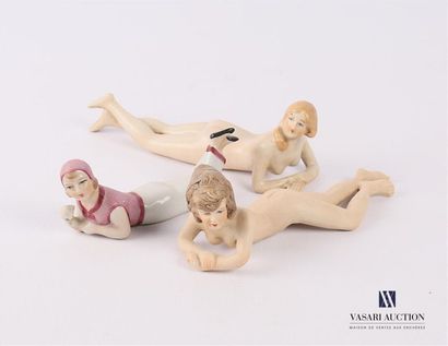 null GERMANY, manufacture
Set of three bathers, two in painted porcelain and one...
