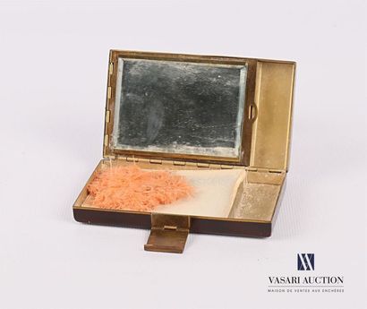 null Rectangular tortoiseshell powder case, the frame in gilt metal, the lid decorated...