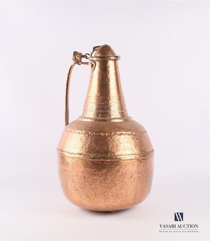 null Important copper covered jug in baluster form with geometrical
friezes (recesses)
Top....