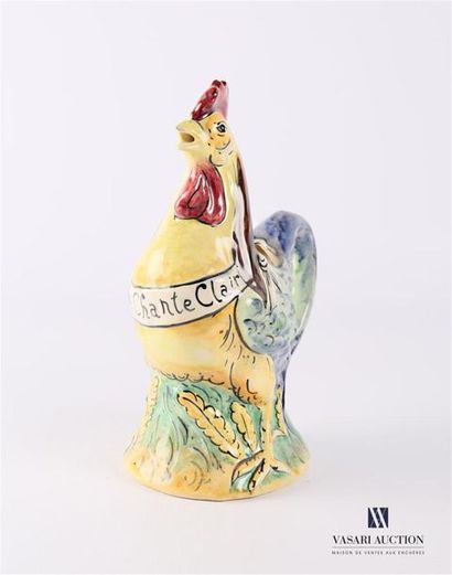 null DESVRES or ONNAING
Earthenware pitcher with a rooster marked "Je chante clair"...
