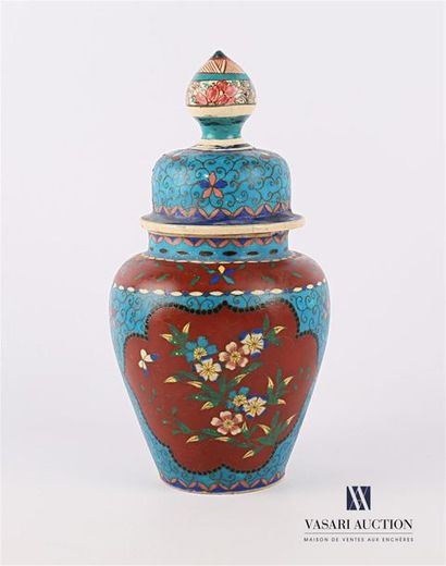 null CHINA 
A covered ceramic vase with polychrome decoration in cloisonné enamels...