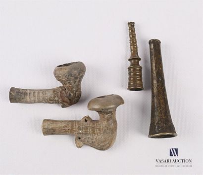 null Set of four pipe elements comprising two ceramic hearths, the first representing...