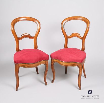 null Pair of moulded natural wood chairs, the backrest moved to a barrette, they...