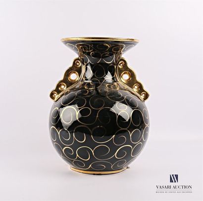 null BELGIQUE - QUAREGNON - Manufacture H. Bequet
Vase de forme sphérique en faïence...