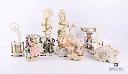 null Porcelain and biscuit lot comprising a white porcelain subject with polychrome...