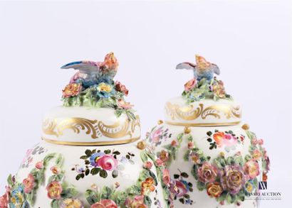 null MEISSEN
Pair of white porcelain ginger pots in an ovoid shape, the body with...