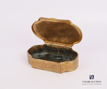 null Gilded brass box of oblong shape with small convex sides, the body decorated...