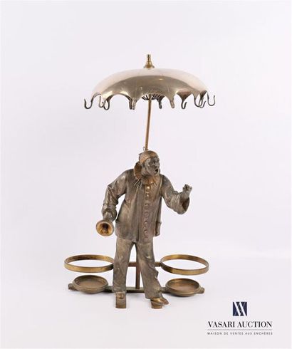 null Bronze liquor cabaret and regulator, it has two compartments framing a Pierrot...