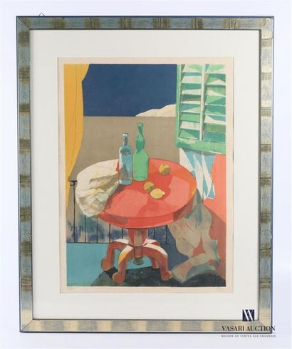 null Batch comprising two lithographs: 
- GAVEAU
Still life with flowered
vase Lithograph...