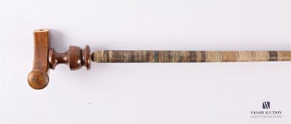 null Cane with moulded wooden pommel, shaft decorated with stained paper fibres,...