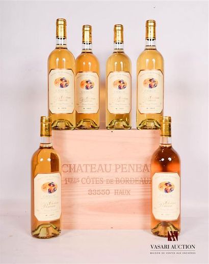 null 6 bouteilles	Château PENEAU	Cadillac	2005

	Et. à peine tachées. N : bas goulot....