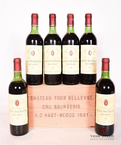 null 6 bouteilles	Château TOUR BELLEVUE	Haut Médoc CB	1981

	Et. un peu tachées....