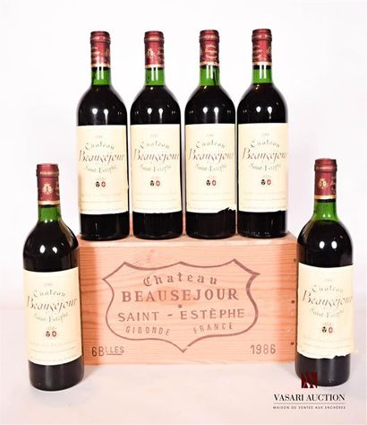 null 6 bouteilles	Château BEAUSÉJOUR	St Estèphe CB	1986

	Et.: 3 excellentes, 1 un...