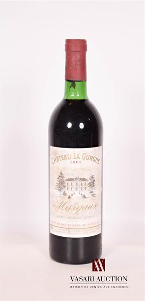 null 1 bouteille	Château LA GURGUE	Margaux	1981

	Et. très tachée mais parfaitement...