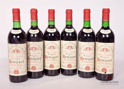 null 6 bouteilles	DOMAINE DU REMPART	Pomerol	1983

	Et.: 4 tachées, 2 plus tachées...