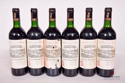 null 6 bouteilles	Château TOUR BICHEAU	Graves	1988

	Et. tachées (1 déchirée). N...