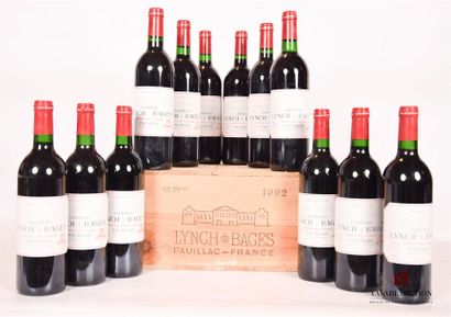 null 12 bottlesCH. LYNCH BAGESPauillac GCC1992

	And: 10 excellent, 2 a little stained....
