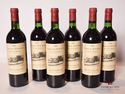 null 6 bouteilles	Château L'ENCLOS	Pomerol	1983

	Et. tachées sur les côtés. N :...