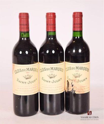 null 3 bottlesCLOS DU MARQUISSt Julien1991

	And: 1 excellent, 1 slightly stained,...