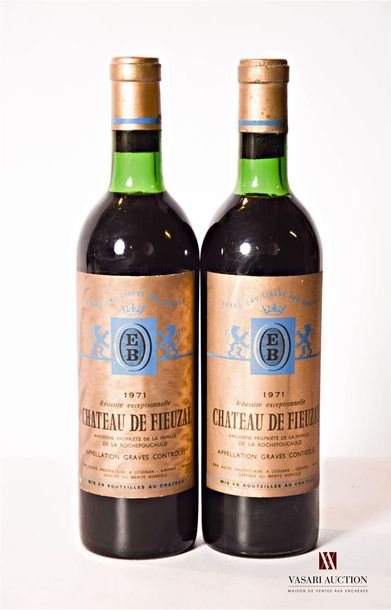 null 2 bouteilles	Château de FIEUZAL	Graves GCC	1971

	Et. un peu fanées. N : limite...