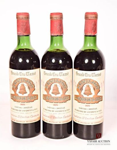 null 3 bouteilles	Château L'ANGÉLUS	St Emilion GCC	1971

	Et.: 2 idem, 1 tachée....