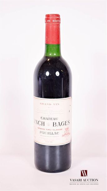 null 1 bouteille	Château LYNCH BAGES	Pauillac GCC	1988

	Et. un peu tachée (2 accrocs)....