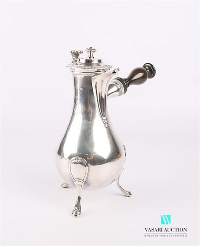 null Silver pot (1798-1809) in baluster form resting on three feet with skates surmounted...