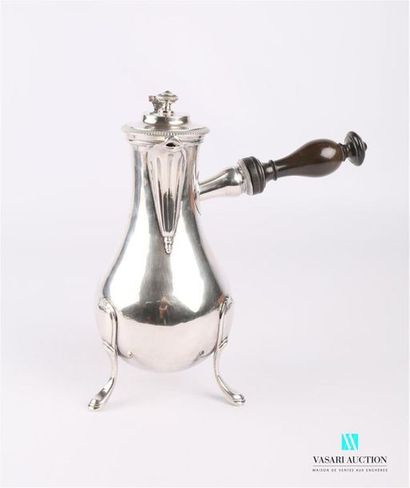 null Silver pot (1798-1809) in baluster form resting on three feet with skates surmounted...