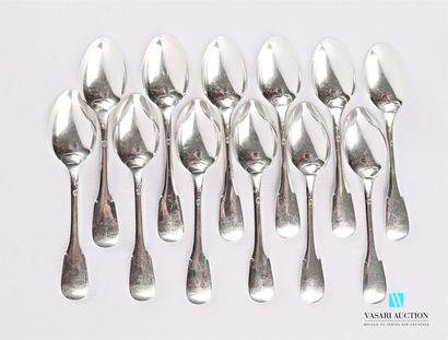 null Suite of twelve silver mocha spoons, single flat
handle Weight: 244.59 g 