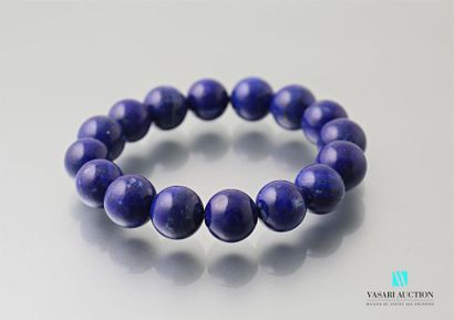 null Bracelet de perles de lapis lazuli naturel montées sur élastique
