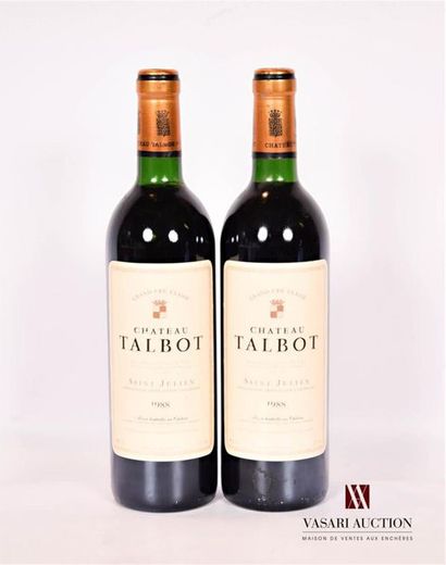 null 2 bouteilles	Château TALBOT	St Julien GCC	1988
	Et.: 1 impeccable, 1 à peine...