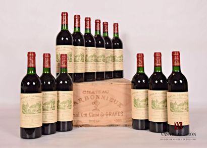 null 12 bouteilles	Château CARBONNIEUX	Graves GCC	1986
	Et.: 10 impeccables, 1 légèrement...