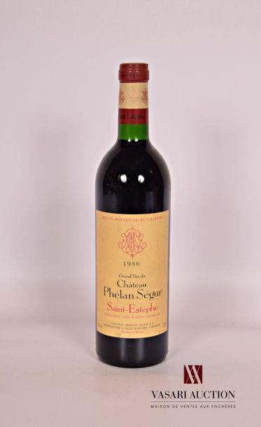 null 1 bouteille	Château PHÉLAN SÉGUR	St Estèphe 	1986
	Et. un peu tachée. N : bas...
