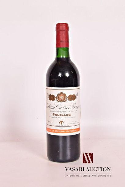 null 1 bouteille 	Château CROIZET-BAGES	Pauillac GCC	1994
	Et. un peu tâchée. N :...