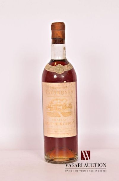 null 1 bouteille	Château HAUT BERGERON	Sauternes	1961
	Et. fanée et tachée. Millésime...