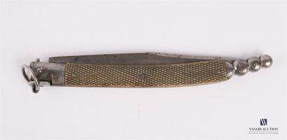 null Couteau pliant à cran d'arrêt, lame de 15,5 cm (épointée) marquée acier fondu...